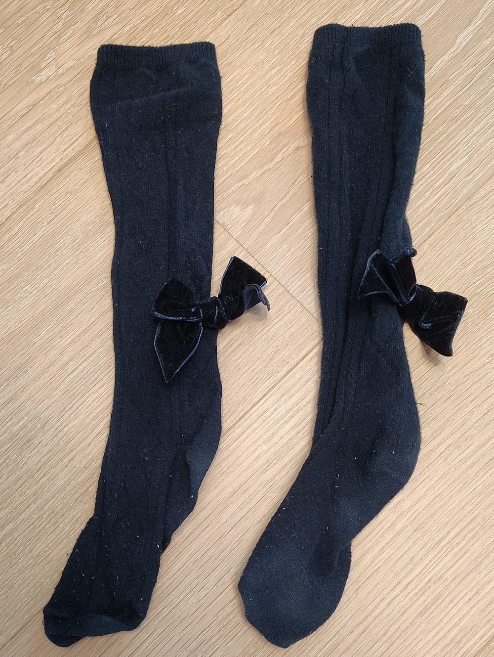 Navy Blue Knee-High Socks with Velvet Bow